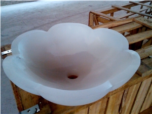 White Onyx Jade Stone Counter Basin Round Wash Basin