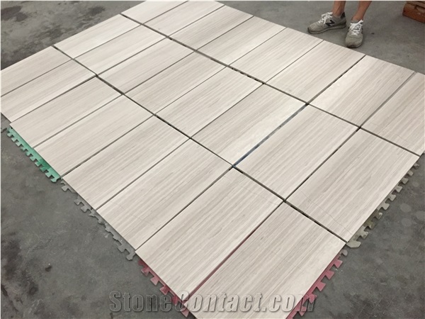White Wood Marble Marble Flooring Tiles For Home Decoration