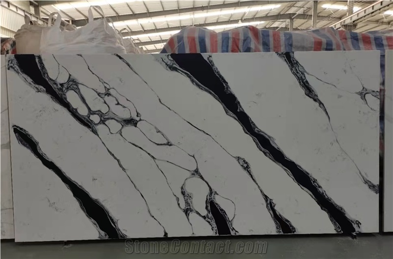 Panda White Artificial Quartz Stone Slabs Engineered Tops