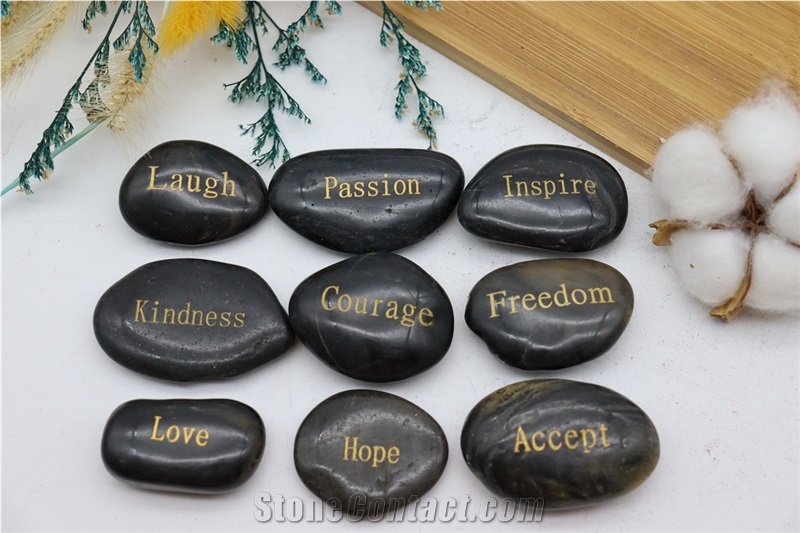 Natural Mixed Color Pebble Stone Engrave Letters Love Gifts