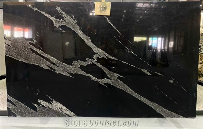 Napoleon Black Marble Antique Grand Marble Book Matching Slab