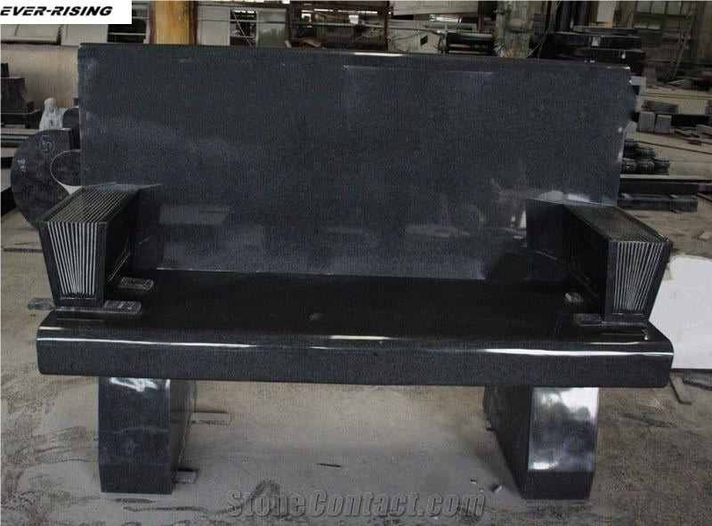 Black Granite Memorial Park Bench Seat Couch Bench Seat