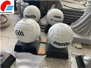 Holy White Marble Football Landscape Sculpture