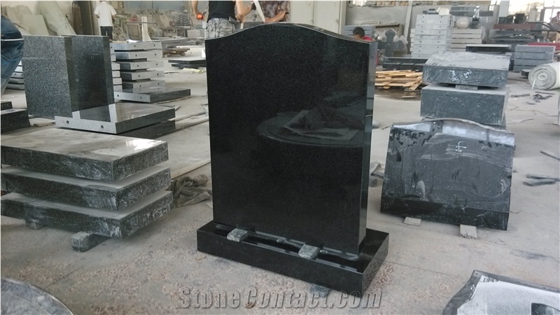 Upright Headstone With Starry Black Granite From Our Quarry