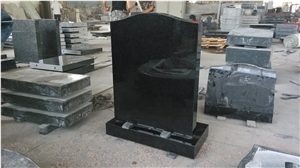 Upright Headstone With Starry Black Granite From Our Quarry