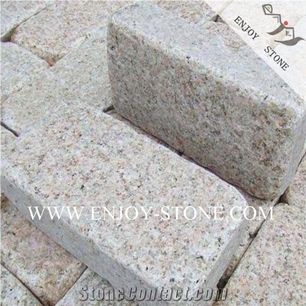 G682 Rustic Yellow Granite Flamed And Tumbled Cobblestone