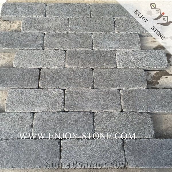 Tumbled With Flamed G684 Black Pearl Basalt Garden Pavers