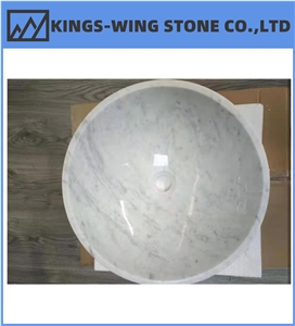 Carrara White Marble Bathroom Sink,Hotel House Round Basin