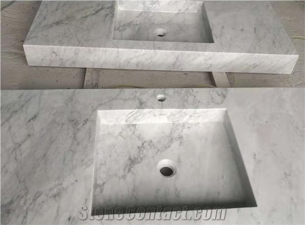 Carrara White Natural Marble Customized Bathroom Vanity Top