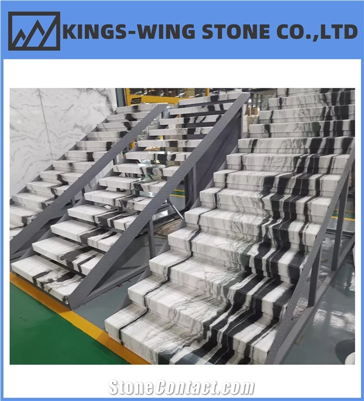 Natural Polished Panda White Marble Stone For Stair Steps