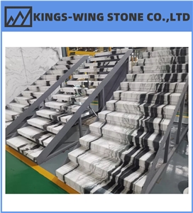 Natural Polished Panda White Marble Stone For Stair Steps