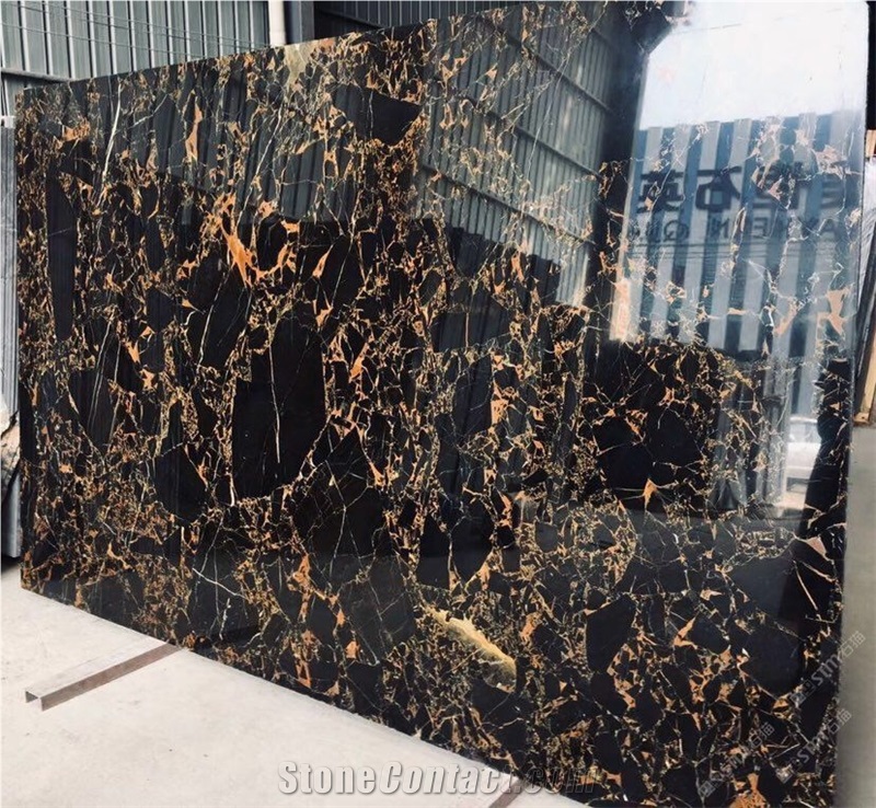 Portoro Black & Gold Marble Big Slabs Tiles