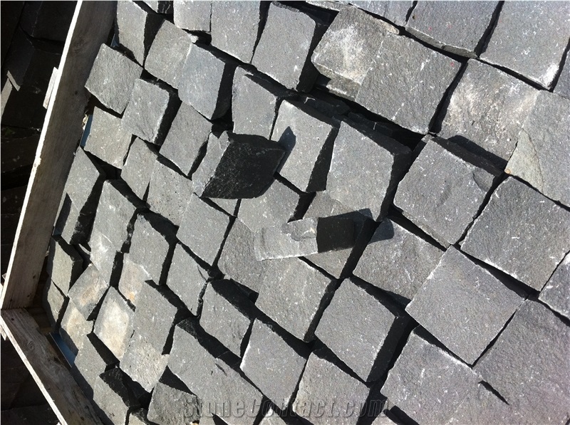 Grey Basalt Cubic Cobblestone, Pavers, Cubestone