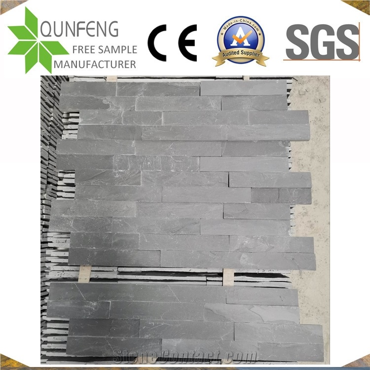 China 15*55CM Natural Black Z Slate Ledgestone Wall Panel