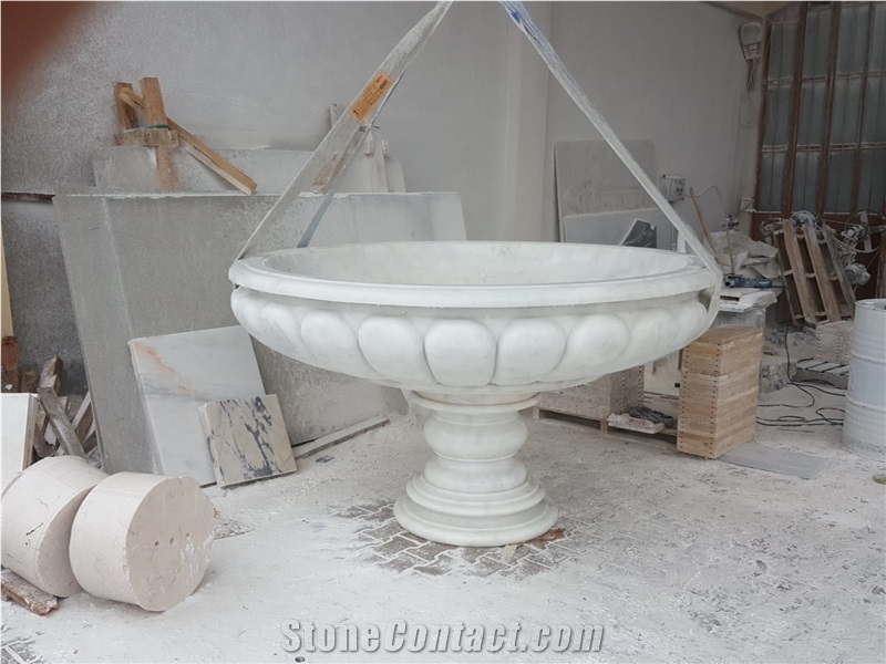 White Fountain With Turkish Carrara Marble