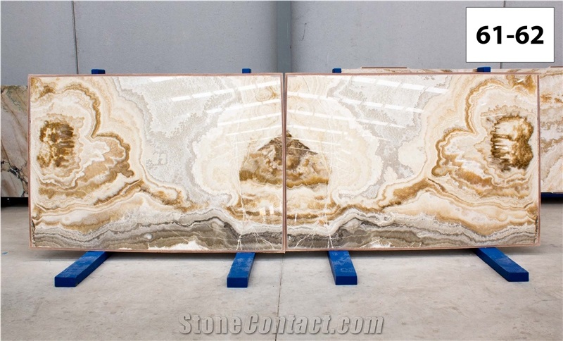 Cream Ivory Onyx Slabs, 2 Cm Bookmatched