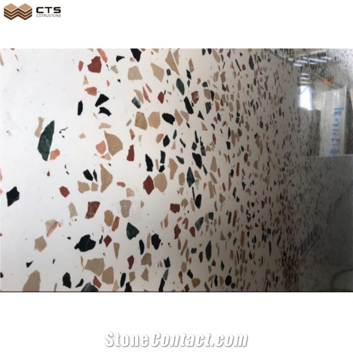 White Background Terrazo Multicolor Wall & Floor Decor Fancy