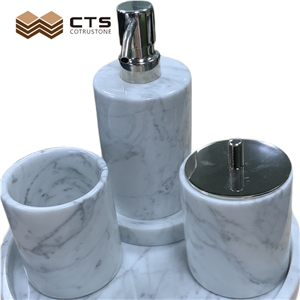 Carrara White Marble Bathroom Accessories Whole Set Decor