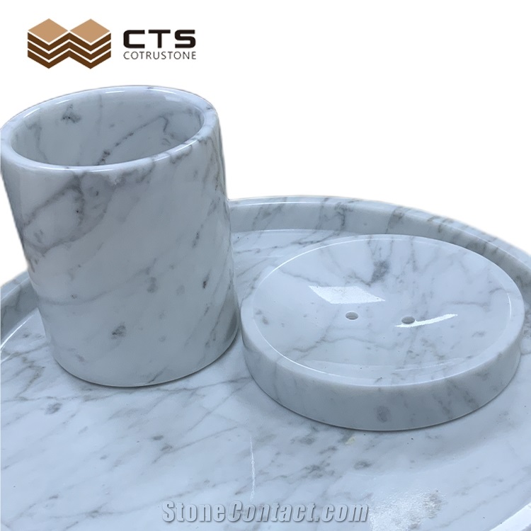 Carrara White Marble Bathroom Accessories Whole Set Decor