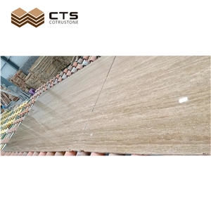 Cream Yellow Travertine Polished Hotel Hall Projects Tiles