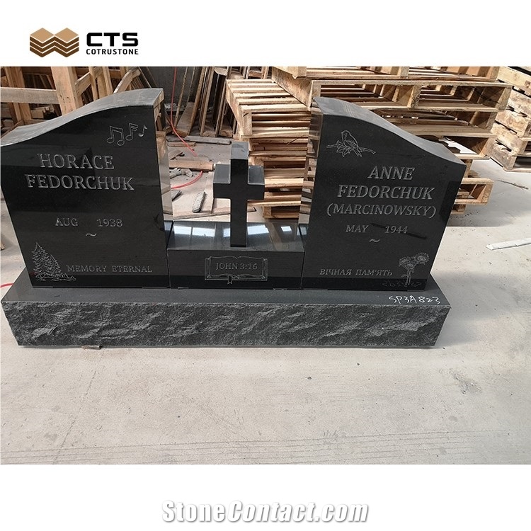 Natural Design Stately Carving Absolute Granite Tombstone
