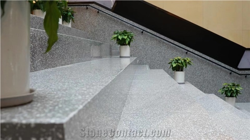 Cement Terrazzo Aggregate White Beige Slab Tiles