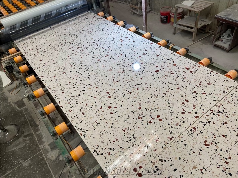Cement Terrazzo Multiple Color Tile Slab Flooring Project