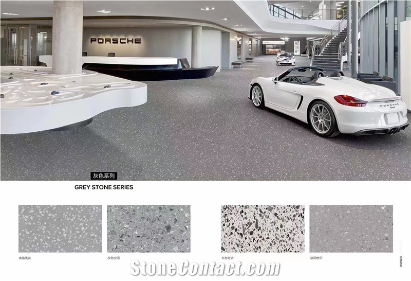 Indoor Flooring Cement Terrazzo Tile White Grey Slab
