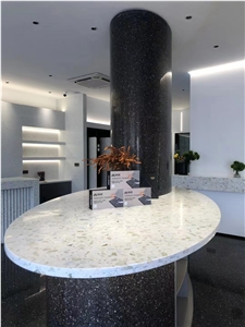 Translucent Cement Terrazzo Tile Slab Factory Blue White