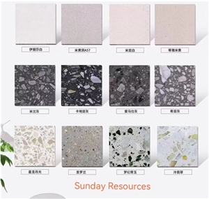 White Grey Cement Terrazzo Personalized Aggregate Tile