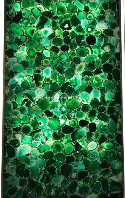 Semi-Precious Surfaces Green Agate Backlit Flooring And Wall