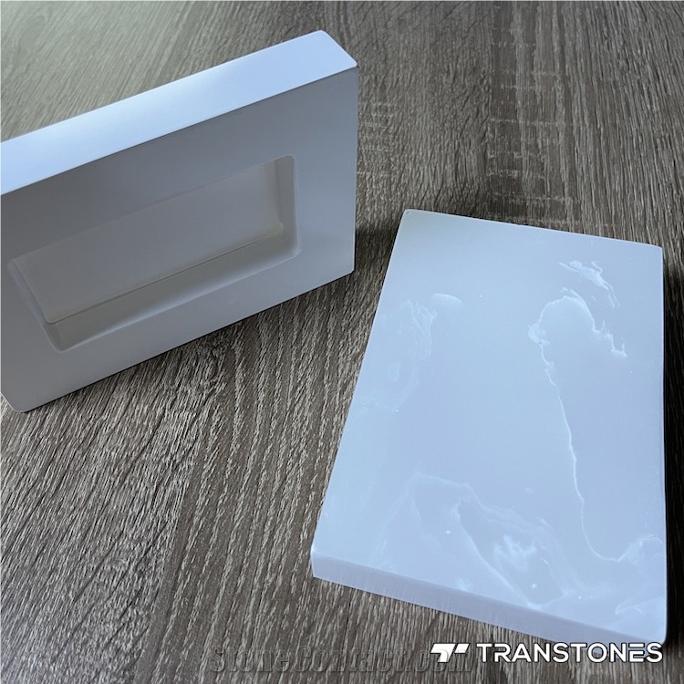Matt White Marble Decorative Cube With Bottom Cut-Out