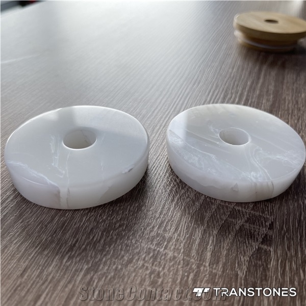 White Onyx Acrylic Artificial Stone Cup Lid