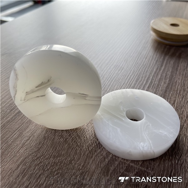 White Onyx Acrylic Artificial Stone Cup Lid