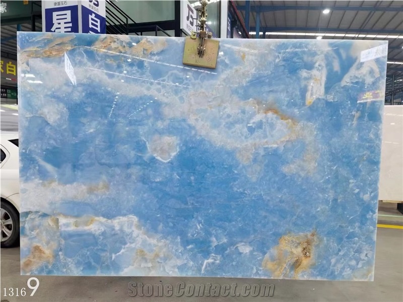 Aqua Gold Pakistan Ice Blue Onyx In China Stone Market