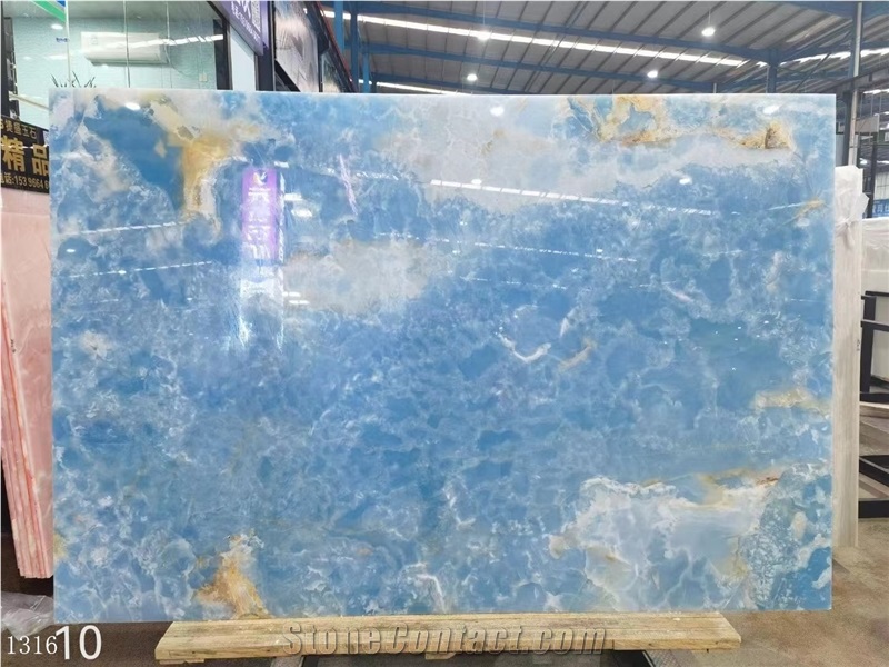 Aqua Gold Pakistan Ice Blue Onyx In China Stone Market