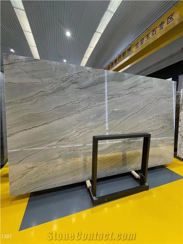 Brazil  Opus White Quartzite Pearl Slab In China Market