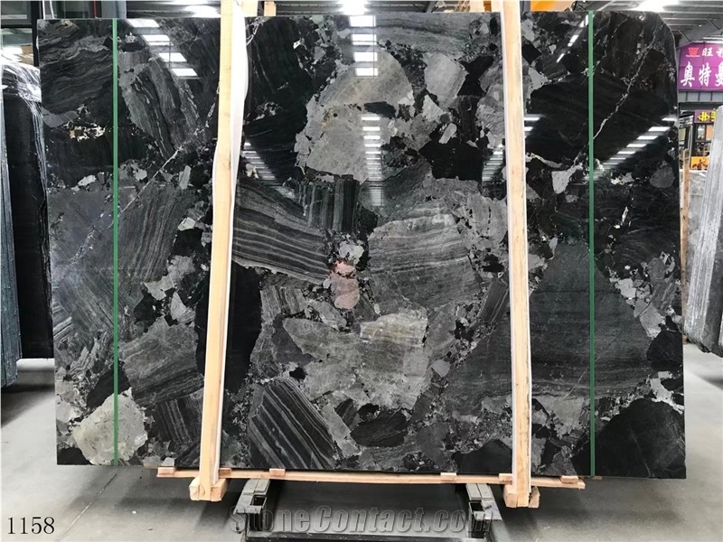 China Van Gogh Black Marble Slab Tile In The Market