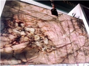 Scarlet Crystal Pink Rose Quartzite Slab In China Market