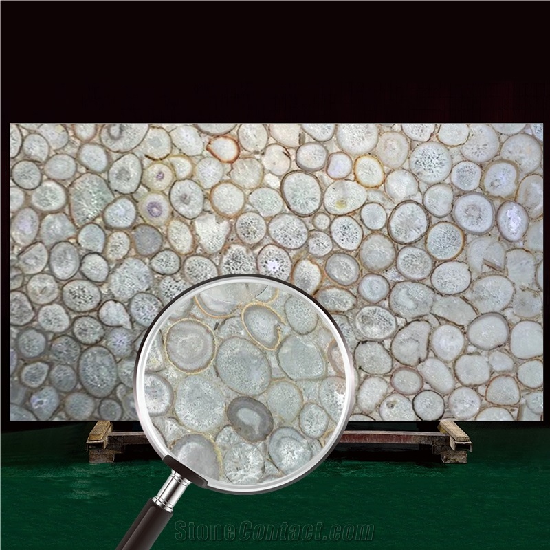 Chinese Factory Wholesale White Semiprecious Stone Big Slab