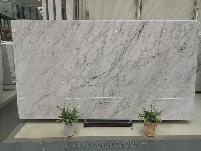 Italy Polished Carrara White Marble Grey Veins Tile
