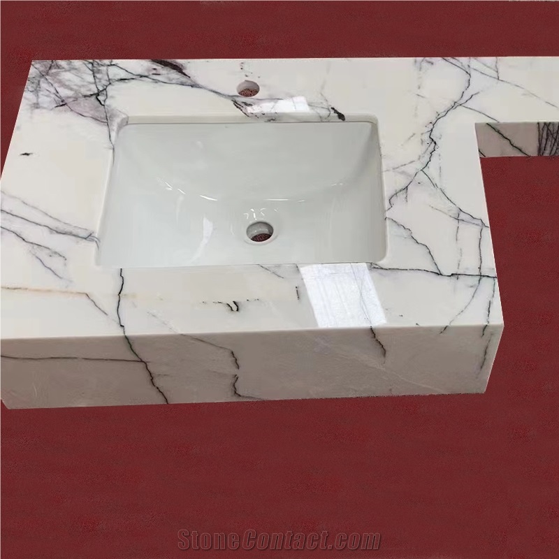 Marble One Piece Bathroom Top With Drop In Sink For Hotel