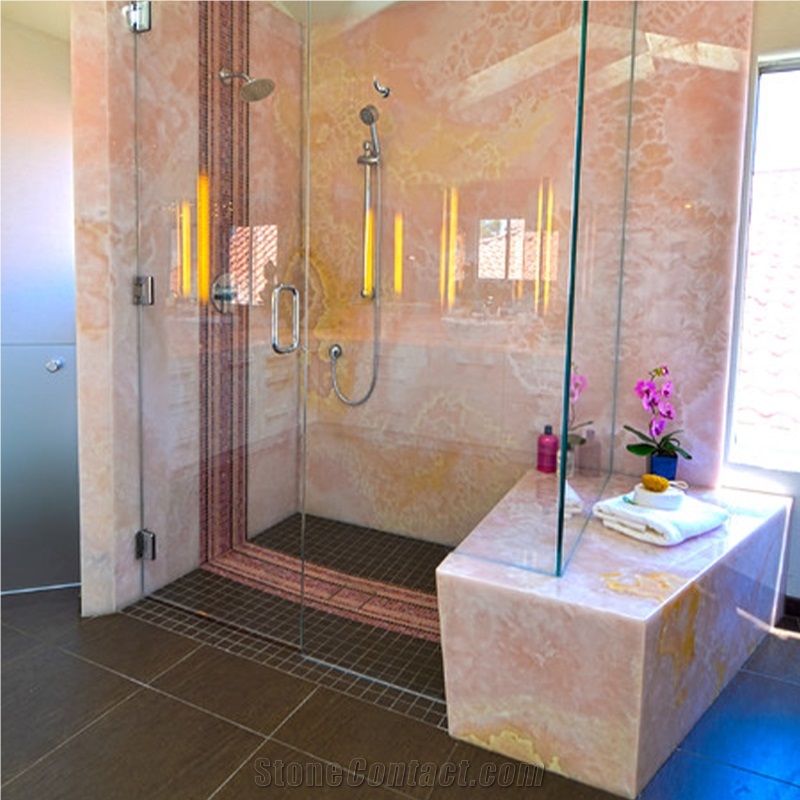 Pink Onyx Polished Wall Tiles Natural Stone