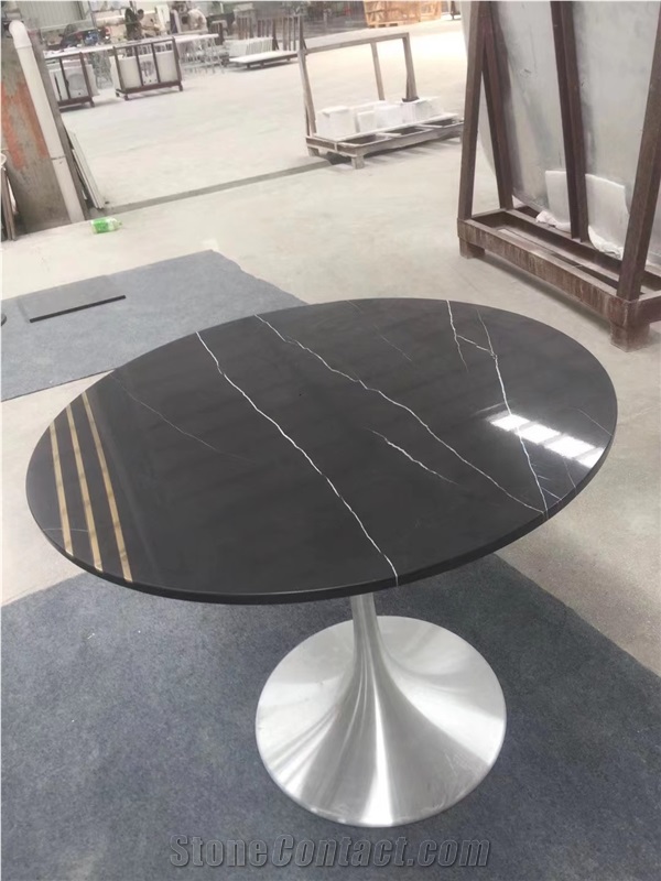 Nero Marquina Black Marble White Veins Table Top