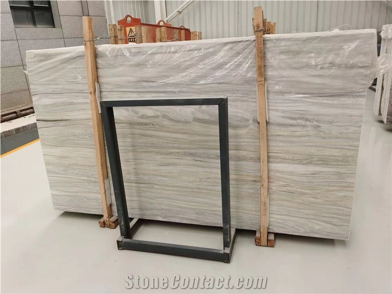 Nestos White Marble Wood Bathroom Wall Covering Tile