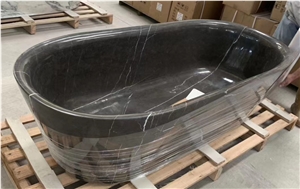 Pietra Gray Marble Stone Bathtub Grey Stone Oval Bath Tub