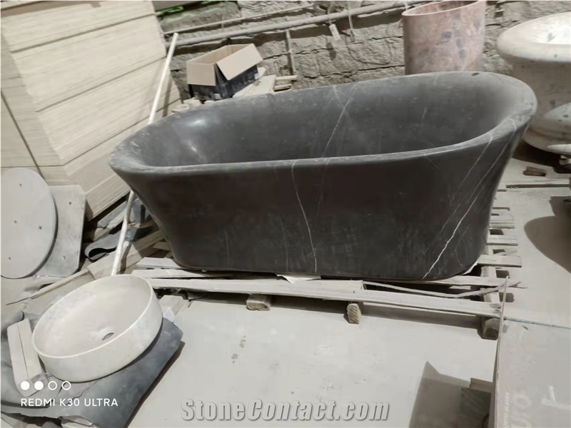 Pietra Gray Marble Stone Bathtub Grey Stone Oval Bath Tub