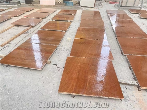 Royal Wood Grain Marble Stone Ceramic Backed Composite Stone Tiles