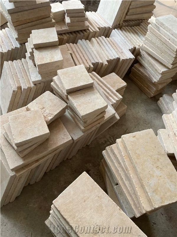 China Beige Limestone Tile Tumbled With Good Price