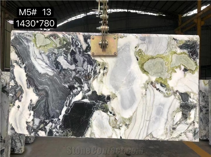 China Hottest Green White Jade Marble No Joint Slab